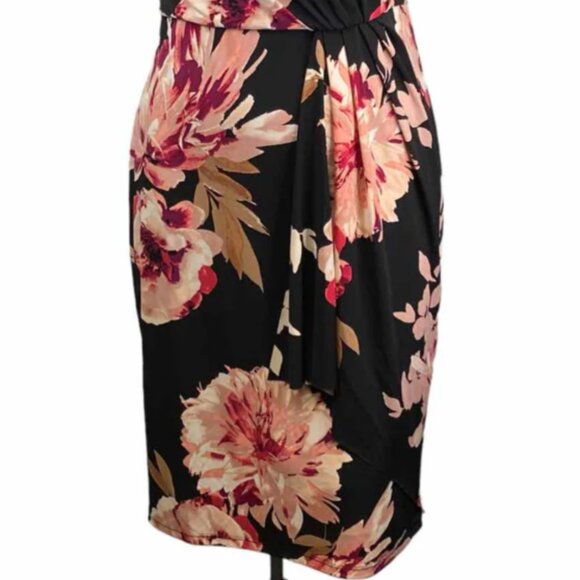 White House Black Market Black/Pink Floral Dress - Picture 2 of 8